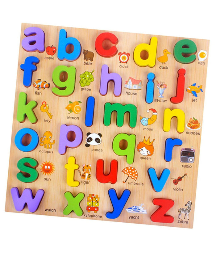 Puzzle Alfabeto 3d Giocattolo Educativo Bambini Puzzle Lettere Legno Minuscole         