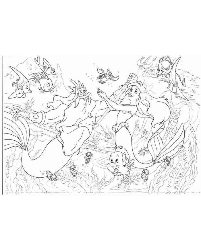 Puzzle Maxi Sirenetta Disney 2 In 1 Double Face 108 Pezzi Gioco Per Bambine         