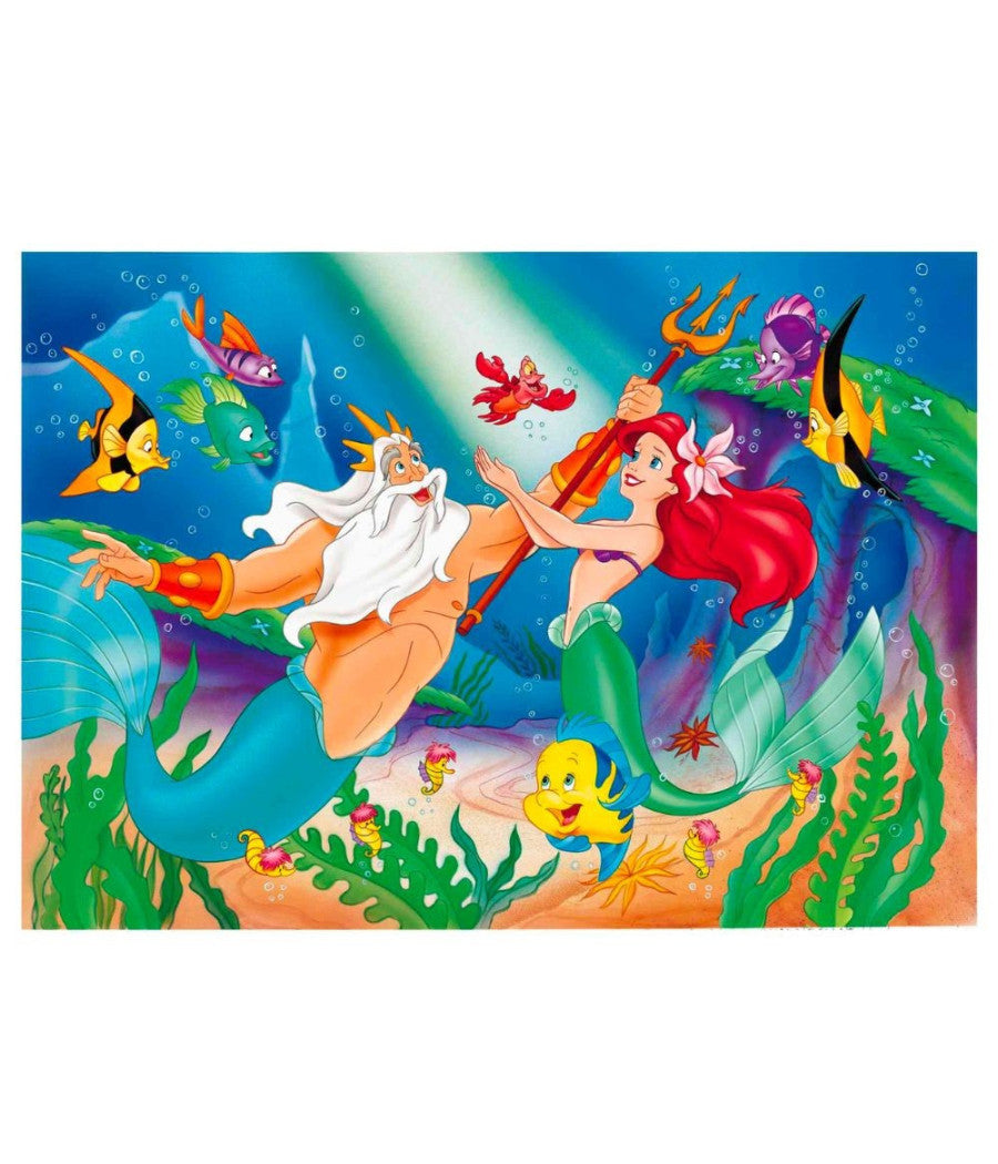 Puzzle Maxi Sirenetta Disney 2 In 1 Double Face 108 Pezzi Gioco Per Bambine         