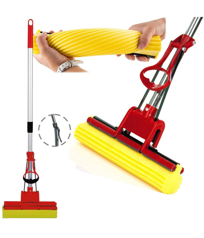 Pva Mocio Mop Scopa Assorbente Con Manico Telescopico Lava Strizza Asciuga         