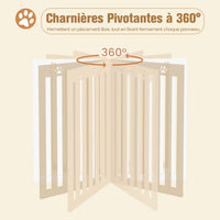 Cancello per Cani Autoportante 4 Pannelli in Legno Cerniere in Metallo 360° Senza Foratura per Scale di Casa Bianco 20_0007062