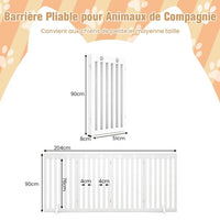 Cancello per Cani Autoportante 4 Pannelli in Legno Cerniere in Metallo 360° Senza Foratura per Scale di Casa Bianco 20_0007062