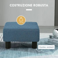 Pouf Poggiapiedi Imbottito e Rettangolare in Poliestere e Plastica, 40x30x24 cm, Blu Scuro