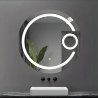 Specchio 5 mm tondo cornice led interruttore touch pvc mdf *** misura Ã˜80, tonalità dimmerabile 2700-4500-6500k, co...