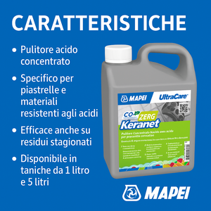 Ultracare keranet pulitore concentrato liquido pavimenti interni esterni mapei *** formato 1 lt, confezione 1