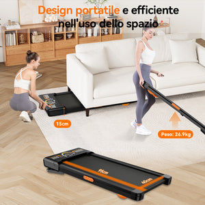 Tapis Roulant Pieghevole 10 km/h, Inclinazione Automatica 9%, Motore 3.0 CV Silenzioso con Bluetooth - RATTANTREE