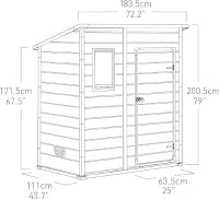 Casetta da Giardino Manor 6x4 Pent, Grigia, 183,5 X 111 X 200,5 h