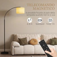 Lampada da Terra LED Regolabile con Telecomando, 11 Temperature e 11 Luminosità, Timer 1H, Girevole, Nero