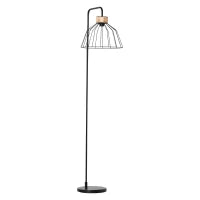 Lampada da Terra di Design Stile Industriale in Metallo e Rattan, Illuminazione Casa e Ufficio, 44x34x154cm, Nero