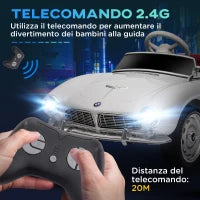 Macchina Elettrica per Bambini a 2 Porte con Licenza BMW 507, con Clacson e Telecomando, 115x55x47 cm, Bianca