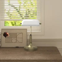 Lampada da Tavolo Regolabile con Interruttore, 26.8x22x39.5 cm, Bianco
