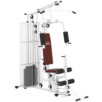 Stazione Fitness Multifunzione per Casa e Palestra con 4 Imbottiture, in Acciaio e PU, 150x110x210 cm, Bianco