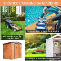Capanna da Giardino in Acciaio e PP con Prese d'Aria, 197x163x178-200 cm, Marrone