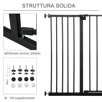 Cancelletto per Cani Estensibile con Viti e Ampia Apertura, in Metallo e Plastica, 76-107x76 cm, Nero