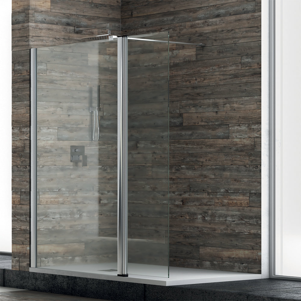 Ogomondo walk-in doccia con anta basculante e staffa cristallo 8 mm *** misure 147-149xh200 cm, confezione 1