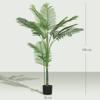 Pianta Finta Palma Areca Alta 150 cm per Interni con Vaso, Decorazione per Casa e Ufficio, Verde