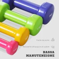 Manubri Pesi, Set Manubri Palestra da 10kg con Valigetta 4 Paia di Manubri Colorati (2x0.5kg, 2x1kg, 2x1.5kg, 2x2kg)