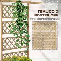 Letto per Orto con Traliccio e Pergola per Rampicanti con Fondo Aperto, 160x55x183cm, Legno Naturale