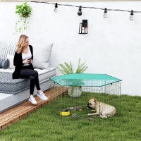 Recinto Pieghevole per Cani e Cuccioli in Filo Metallico Ø120x60 cm con Copertura in Poliestere Impermeabile