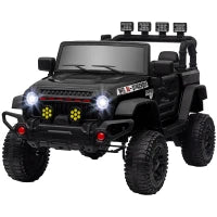 Auto elettrica per bambini UTV con telecomando 2,4G, 2 motori da 12V, musica, clacson, luci LED, 100x63x65cm, nero