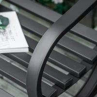 Panchina da Giardino 2 Posti in Acciaio e Ghisa con Braccioli e Decorazione, 128x58.5x85cm, Nero