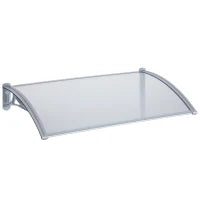 Pensilina da Esterno 140x70x21 cm in Plastica e Alluminio per Balconi, Porte e Finestre, Grigio