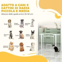 Cancellino per Cani Regolabile da 76-104 cm, Cancelletto di Sicurezza Alto 77 cm con 2 Estensioni, Bianco