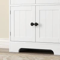 Mobile Credenza da Cucina a 4 Ante con 2 Armadietti e Ripiano Regolabile, 58.2x30x123 cm, Bianco