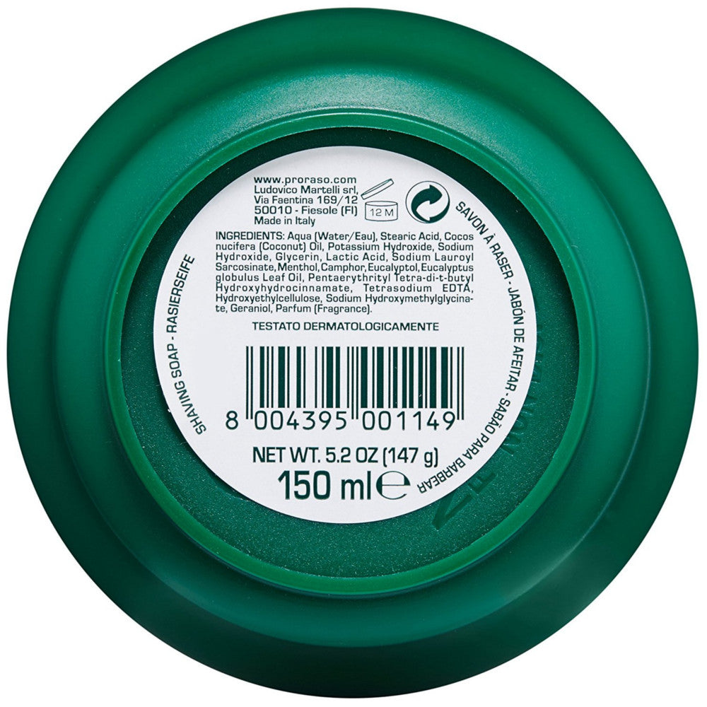 Sapone rinfrescante da barba proraso confezione in ciotola da 150 millilitri