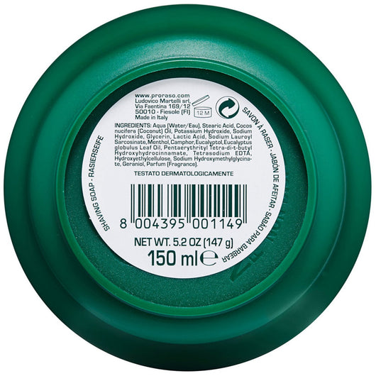 Sapone rinfrescante da barba proraso confezione in ciotola da 150 millilitri