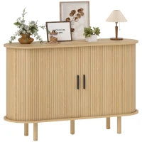 Credenza con Porte Scorrevoli, 4 Compartimenti e Gambe in Legno 120x40x78 cm Rovere