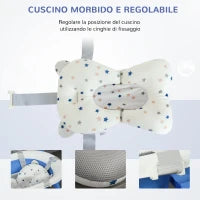 Vaschetta Bagnetto Pieghevole per Bambini 0-3 Anni con Indicatore di Temperatura e Cuscino, 81.5x50.5x23.5 cm, Blu