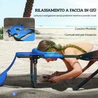 Sdraio da Giardino Pieghevole con Schienale Regolabile, Cuscino e Foro per Viso, Blu Scuro