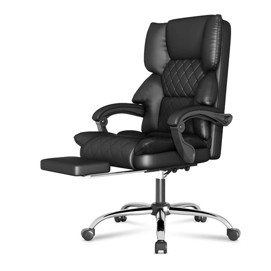 Sedia da ufficio 200kg - RATTANTREE - poltrona scrivania, Sedia da Scrivania reclinabile 90-135°,  con poggiapiedi, Nero