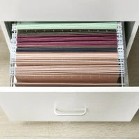 Armadietto da Ufficio con 2 Cassetti e 5 Ruote, Schedario in MDF e Truciolato, 43x45x72 cm, Bianco