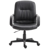 Sedia da Ufficio Ergonomica e Girevole, Poltrona da Ufficio con Altezza Regolabile in Similpelle 60x60x94-103cm Nero