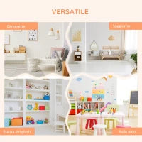 Armadio Cameretta, Mobile Portagiochi con 4 Contenitori, 3 Armadietti e Mensole in PE Arancione, 128x34x155cm