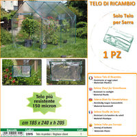 Telo ricambio per serra (185 x 240 x h 205 cm)