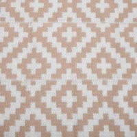 Tappeto Esterno per Balcone e Terrazza Reversibile con Fantasia Geometrica, 2.74x1.82 m, Caffè e Bianco