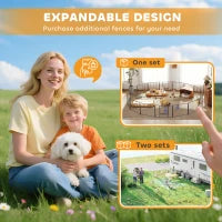 Recinto per Cani e Cuccioli con 16 Pannelli Modulabili e 2 Ingressi, 80x1.5x60cm