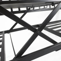 Panchina da Esterno a 2 Posti , Panchina da Giardino con Tavolino Estensibile in Metallo 150 x 53 x 95 cm Nero