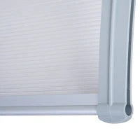 Pensilina da Esterno 140x70x21 cm in Plastica e Alluminio per Balconi, Porte e Finestre, Grigio