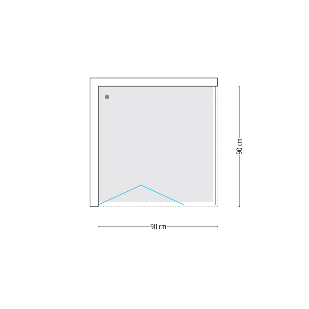 Cabina doccia 2 lati con porta a soffietto cristallo serigrafato 90x90 cm