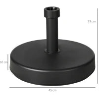 Base per Ombrellone da Giardino in Plastica PP max 18kg di Peso, Ø45x33 cm, Nero