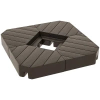 Set di 4 Pesi Zavorra Quadrati per Ombrelloni con Base a Croce, da Riempire d'Acqua o di Sabbia fino a 60/80 kg, Marrone