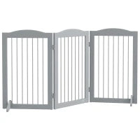 Barriera di Sicurezza per Cani per Scale e Porte Design Pieghevole e Supporto a Terra 154x30x80 cm Grigio