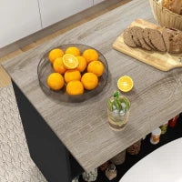 Isola per Cucina con 2 Ripiani Aperti e 2 Armadietti, in MDF, 105x60x82 cm, color Rovere e Nero