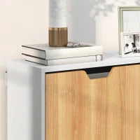 Scarpiera Stretta con 4 Cassetti Pieghevoli e Ripiani Regolabili per 16 Paia 95x26x95 cm Naturale e Bianco