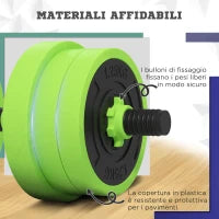 Pesi da Palestra Set 4 in 1 da 40kg totali, utilizzabile come Kettlebell, Manubri e Bilancieri