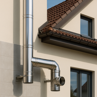 Raccordo t 90° doppia parete sp. 0,5 mm collegamento canale fumo canna fumaria *** misura Ø 180/230 mm, confezione 1